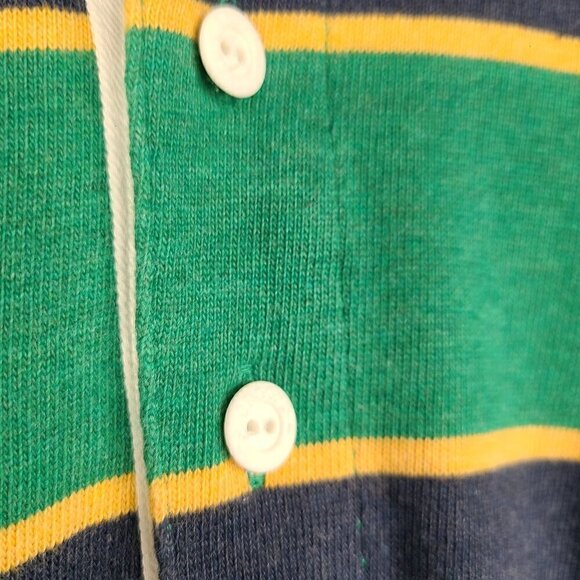 Brooks Brothers Polo Shirt Striped Blue Green Embroidered Patch Long Sleeve - Picture 6 of 8